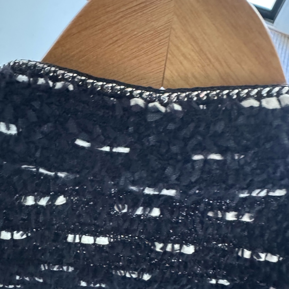 St. John Black, White & Silver Sparkle Knit Jacket - Picture 3 of 5